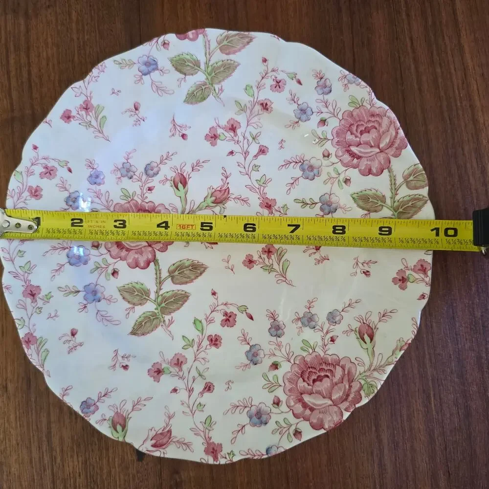 Vintage Johnson Brothers Rose Chintz Ironstone 2 Dinner Plates Cottagecore 1930s